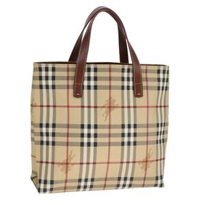 Burberry Nova Check Tote Bag Pvc Leather Beige